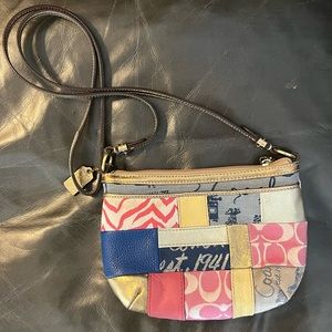 Coach Mulitcolor/Gold Patchwork Crossbody Bag